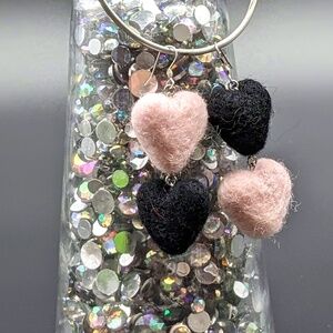 Queen of Hearts Felt Earrings, Felt Heart Earrings